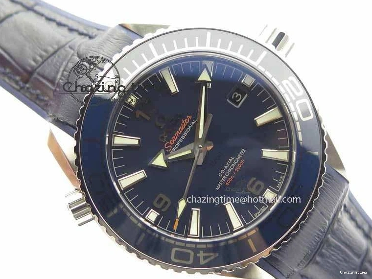 0320 Planet Ocean 2016 43.5mm SS OM 1:1 Best Edition Blue Dial On Blue Leather Strap A Sophisticated 8165